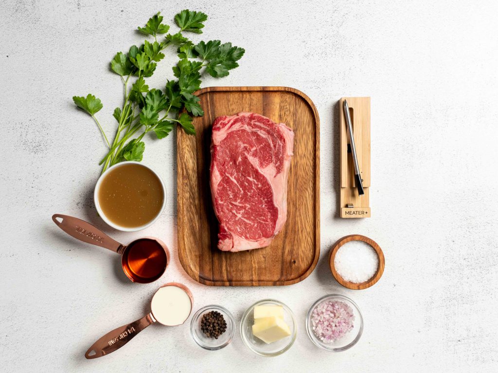 Ribeye and creamy sauce ingredients
